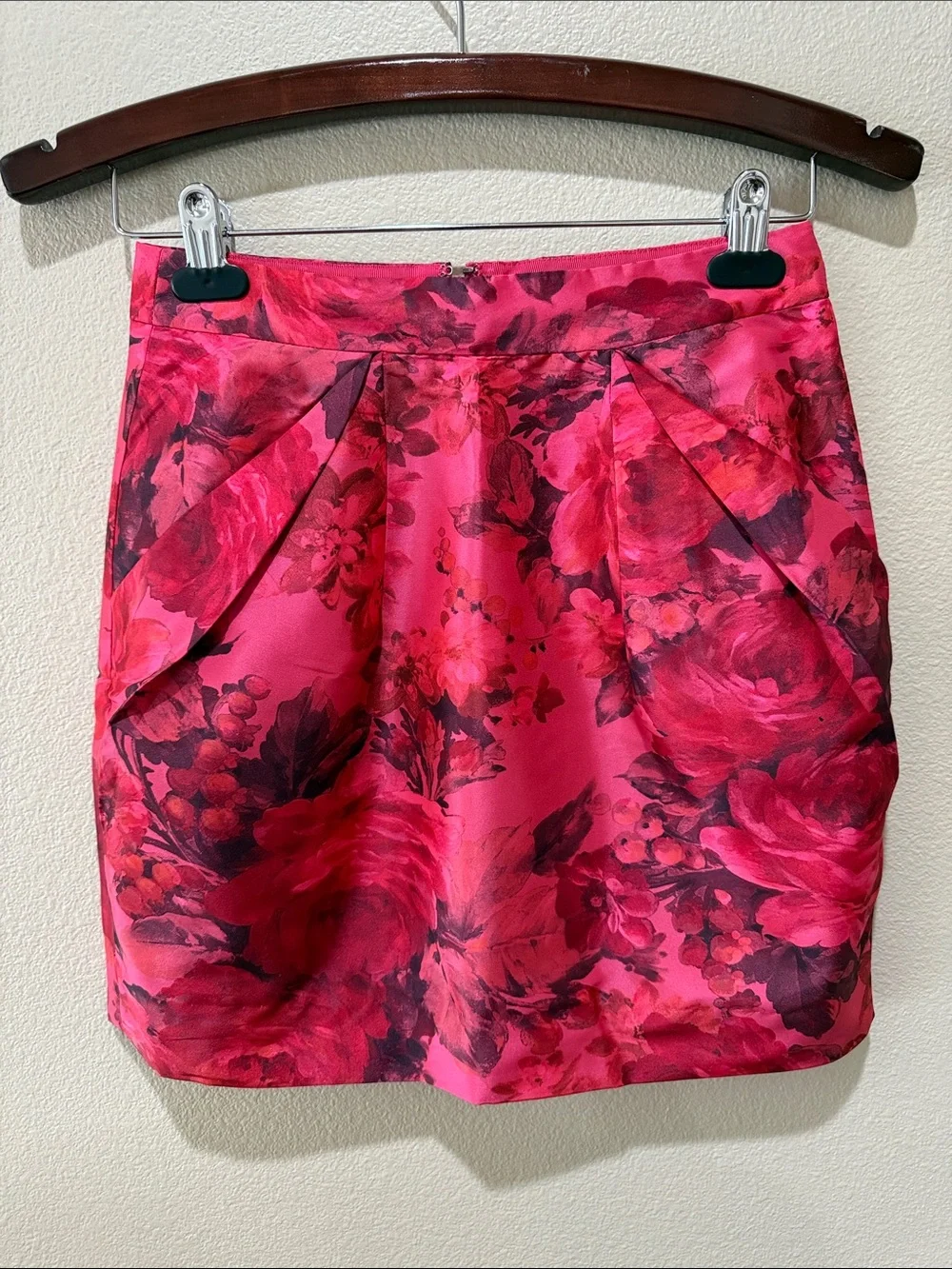 J. Crew Vibrant Pink Floral Pleated Mini Skirt